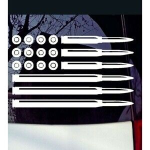 Bullet American Flag Decal 6"x3.7" Available in White or Black